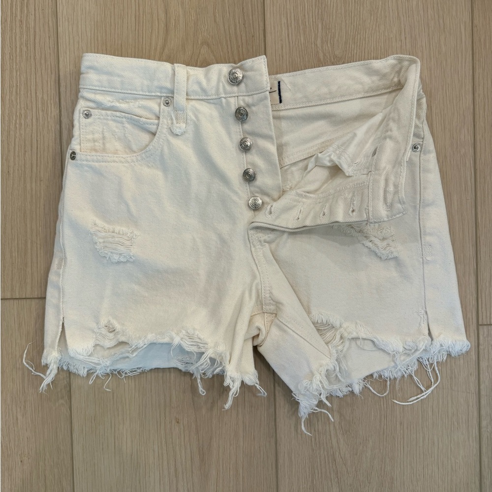 We The Free Cream Denim Shorts - image 2